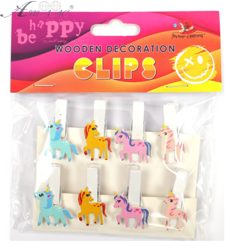 Прищіпки декоративні Єдиноріг 6 шт дерев'яні 3,5 см 200160