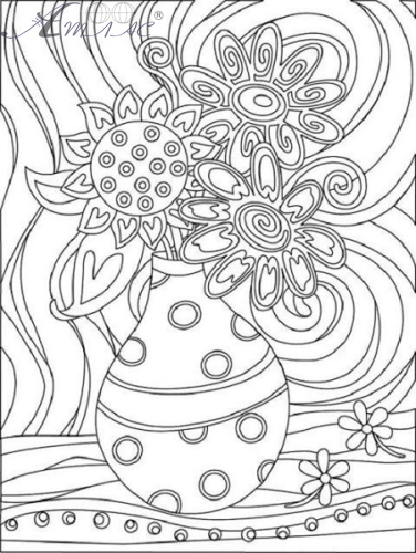 Полотно з контуром Ваза з квітами 1 на підрамнику 30 х 40 см 950412 Полотно з контуром Ваза з квітами 1 на підрамнику 30 х 40 см 950412