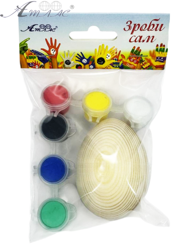 Набор Яйцо деревянное 6 - 7см и 6 акриловых красок по 2 мл AS-4957 Набор Яйцо деревянное 6 - 7см и 6 акриловых красок по 2 мл AS-4957