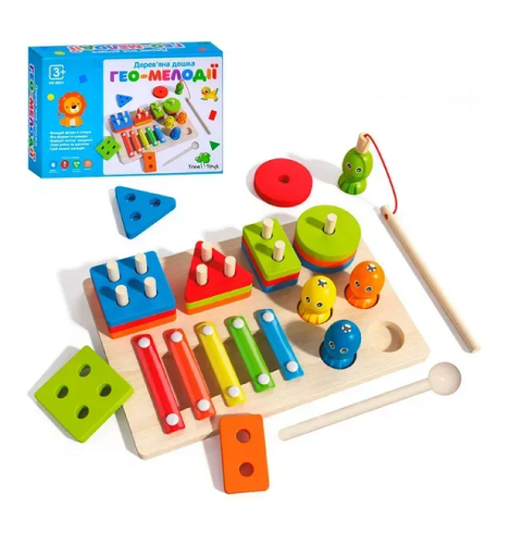 Игрушка Деревянная Доска Гео-Мелодии Монтесори MD0855 Игрушка Деревянная Доска Гео-Мелодии Монтесори MD0855