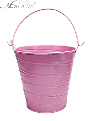 Відерко Декоративний метал 9,5 х 9,5см Диз № 4 косі смуги Рожеве  17530