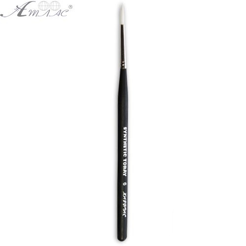 Кисть синтетическая круглая Synt.Toray № 6 черная, толстая ручка 18 см 1211 Кисть синтетическая круглая Synt.Toray № 6 черная, толстая ручка 18 см 1211