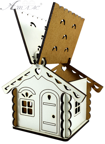 Будинок № 1 скринька з дахом, з МДФ 12 х 8,2 х 10 см AS-6237, М-2074 фото 2 Будинок № 1 скринька з дахом, з МДФ 12 х 8,2 х 10 см AS-6237, М-2074 фото 2