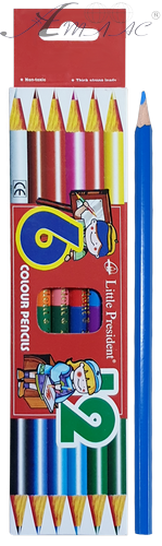Карандаши цветные двухсторонние Little President 12 цвета 6 шт 0612 Карандаши цветные двухсторонние Little President 12 цвета 6 шт 0612