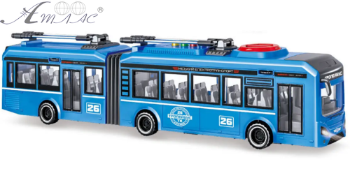 Игрушка Машинка АвтоЭксперт Троллейбус-Гармошка Синий со светом, двери открываются, 40 см 26487 фото 2 Игрушка Машинка АвтоЭксперт Троллейбус-Гармошка Синий со светом, двери открываются, 40 см 26487 фото 2