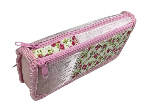 Пенал школьный косметичка 2 отделения в цветочках  J-8261 фото 4