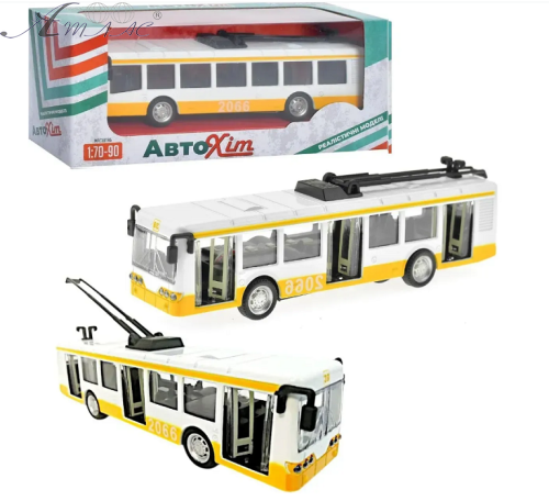 Модель АвтоХіт Тролейбус Жовтий метал інерційний М5661 Модель АвтоХіт Тролейбус Жовтий метал інерційний М5661