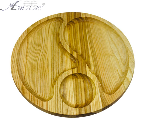 Деревянная доска менажница 2 отделения 24 см 10873 Деревянная доска менажница 2 отделения 24 см 10873