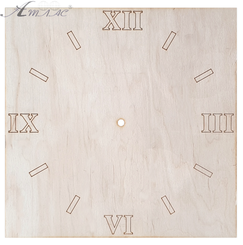 Основа для годинника з фанери 4 мм № 5 Квадрат з римськими цифрами 30 x 30 см AS-4554, В-0165