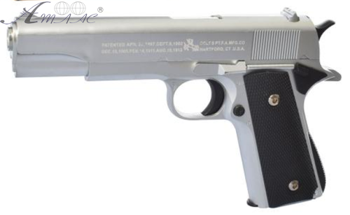 Игрушка Пистолет металл стреляет шариками 21см 1911А Игрушка Пистолет металл стреляет шариками 21см 1911А