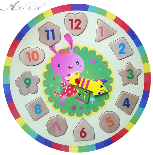 Игрушка Часы деревянные обучающие с пазлами МИКС Е244, Е245 Игрушка Часы деревянные обучающие с пазлами МИКС Е244, Е245