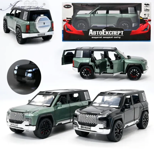 Машинка Автоэксперт Range Rover Defender зеленая 14см двери свет звук  16744  фото 2