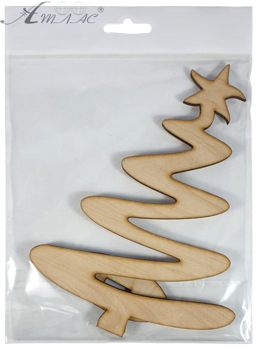 Фігурка фанерна - Ялинка велика зигзаг на підставці 18 см AS-4643, В-0140 фото 2