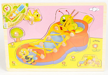 Игрушка Деревянная Шнуровка Ботинок А4  MD0214