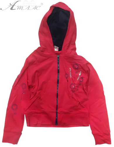 Кофта х/б для девочки футер р.122,128-64 на змейке с капюшоном 12917 Кофта х/б для девочки футер р.122,128-64 на змейке с капюшоном 12917