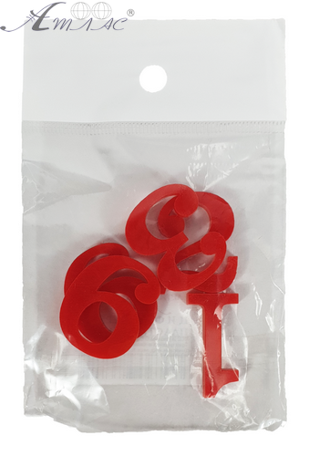 Пластиковые Цифры арабские 4шт красные 3мм h=3см AS-0065 Пластиковые Цифры арабские 4шт красные 3мм h=3см AS-0065