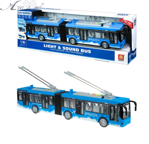 Игрушка Машинка City Service Троллейбус-Гармошка со светом, двери открываются, 43 см 915В