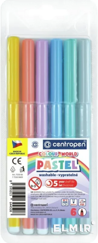 Фломастеры Centropen 6 цветов Pastel Пастель  7550/0609  