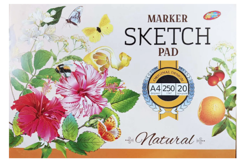 Альбом для рисования Скетчбук для маркеров клеевой (цветы) А4 250 г/м  20 листов  16920