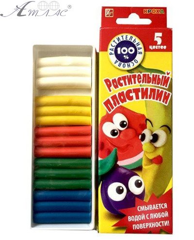 Пластилін Луч "Крихітка" рослинний 5 кольорів 25С 1557-08 Пластилін Луч "Крихітка" рослинний 5 кольорів 25С 1557-08