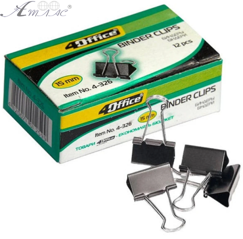 Біндер 15 мм шириною Ціна за пачку 12шт! 4-326 Біндер 15 мм шириною Ціна за пачку 12шт! 4-326