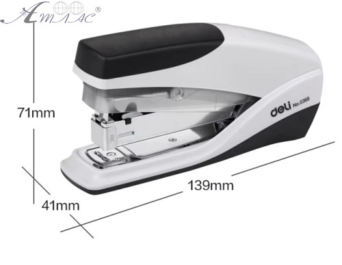 Степлер №24 25 арк. DELІ білий та чорний 14 см 0368 Степлер №24 25 арк. DELІ білий та чорний 14 см 0368
