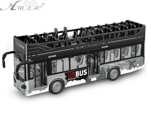Іграшка Автобус кабріо двоповерховий сірий 28 см JS-122A Іграшка Автобус кабріо двоповерховий сірий 28 см JS-122A