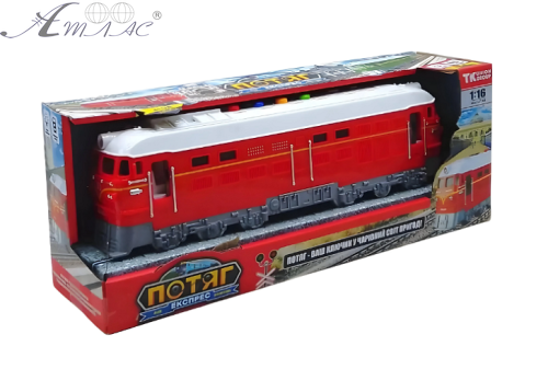 Игрушка Поезд тепловоз красный свет звук 34 см 94308 фото 2 Игрушка Поезд тепловоз красный свет звук 34 см 94308 фото 2