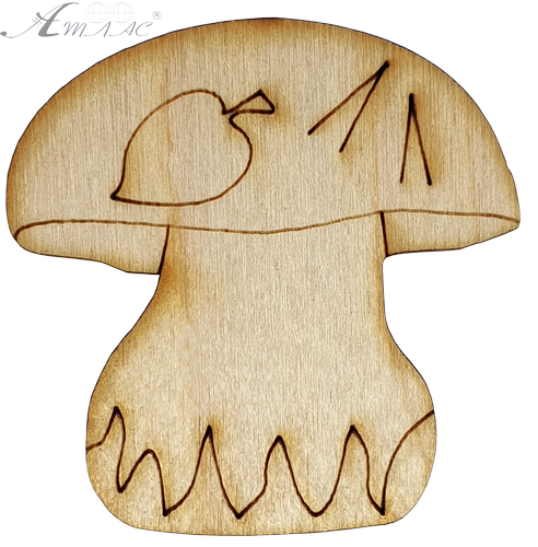 Фигурка фанерная - Гриб с иголками 6 см AS-4632, В-0116 Фигурка фанерная - Гриб с иголками 6 см AS-4632, В-0116