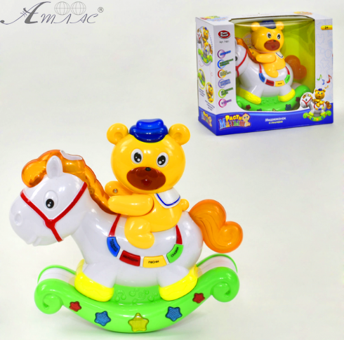 Игрушка Ночник Медвежонок на лошадке, свет, звук 7481 Игрушка Ночник Медвежонок на лошадке, свет, звук 7481