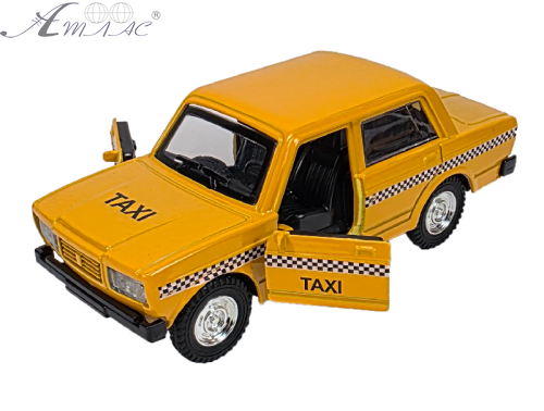 Машинка АвтоХіт Жигулі ВАЗ 2107 Таксі жовта металл 12см  М5659 фото 2
