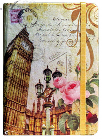 Блокнот на гумці Skiper А5 / 88 England золотистий SK-58817 Блокнот на гумці Skiper А5 / 88 England золотистий SK-58817