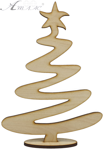 Фігурка фанерна - Ялинка велика зигзаг на підставці 18 см AS-4643, В-0140