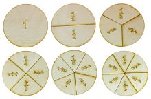 Дроби учебные от 1 до 6 частей d = 10 см из фанеры AS-7106, О-00014