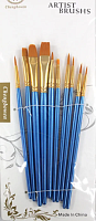Набір синтетичних пензлів 10 шт Artist Brushs плоскі та круглі  21201-10