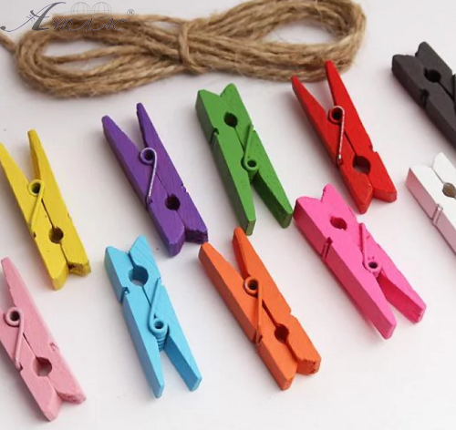 Прищіпки Декоративні Кольорові 10 шт дерев'яні 3,5 см 11766 фото 3 Прищіпки Декоративні Кольорові 10 шт дерев'яні 3,5 см 11766 фото 3