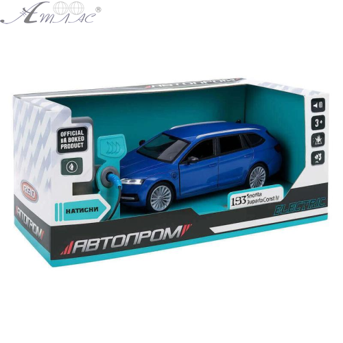 Машинка Автопром Skoda SuperB iV Синяя электро+свет+звук 14см 68744 фото 3 Машинка Автопром Skoda SuperB iV Синяя электро+свет+звук 14см 68744 фото 3