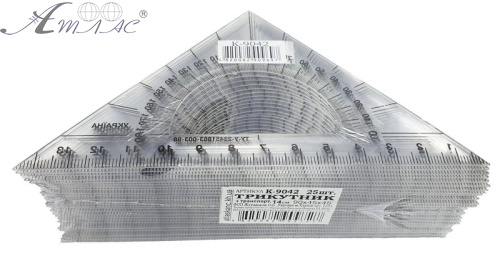 Треугольник прозрачный с транспортиром 140 х 70 мм AS-0262, К-9042 фото 2 Треугольник прозрачный с транспортиром 140 х 70 мм AS-0262, К-9042 фото 2