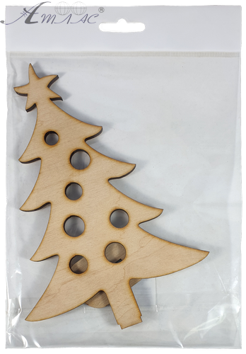 Фігурка фанерна - Ялинка велика з отворами та зіркою на підставці 17 см AS-4639, В-0144 фото 2 Фігурка фанерна - Ялинка велика з отворами та зіркою на підставці 17 см AS-4639, В-0144 фото 2