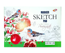 Альбом для рисования Скетчбук для маркеров клеевой (гранат) А4 250 г/м  20 листов  11125