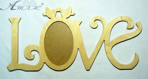 Дерев'яна Фоторамка "Love" для 1-го фото з пташкою 0530 Дерев'яна Фоторамка "Love" для 1-го фото з пташкою 0530