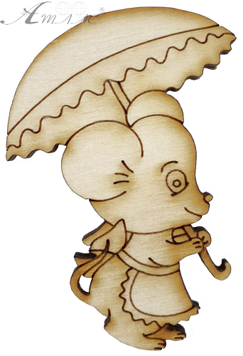 Фигурка фанерная - Мышонок № 17 с зонтиком 53 х 74 мм с магнитом AS-4841, В-0399 Фигурка фанерная - Мышонок № 17 с зонтиком 53 х 74 мм с магнитом AS-4841, В-0399