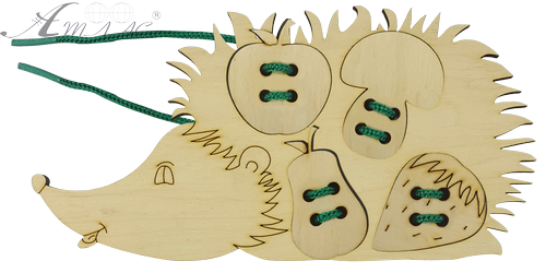 Игрушка развивающая Шнуровка Ежик 20 х 17 см, с цветным шнурком 1,2 м  AS-7149