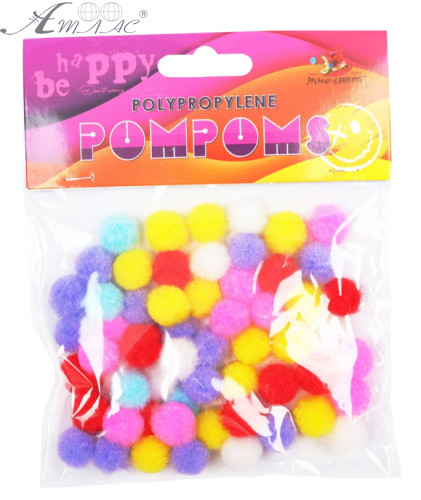Декор Помпоны Цветные 5 цветов 60штук MQ2013 Декор Помпоны Цветные 5 цветов 60штук MQ2013