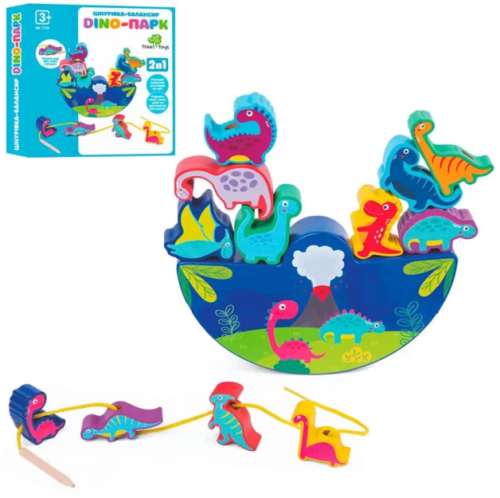 Игрушка Шнуровка Балансир деревянная Dino-парк MD1720 Игрушка Шнуровка Балансир деревянная Dino-парк MD1720