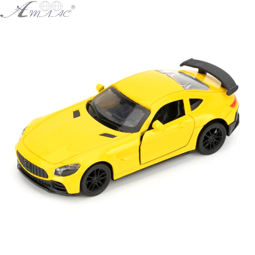 Машинка Автопром Mersedes-AMG желтая матовая металл инерционная 12см  74108