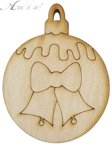 Фигурка фанерная - Елочный шар с колокольчиками 6 см AS-4768, В-0197 Фигурка фанерная - Елочный шар с колокольчиками 6 см AS-4768, В-0197