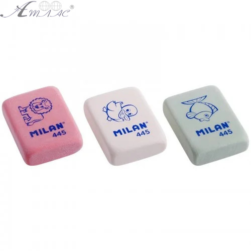 Гумка-Ластик Milan 3 кольори мікс, з малюнком світ тварин 445 фото 2