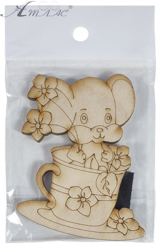 Фігурка фанерна - Мишеня № 25 у чашці з квітами 71 х 85 мм з магнітом AS-4849, В-0407 фото 3 Фігурка фанерна - Мишеня № 25 у чашці з квітами 71 х 85 мм з магнітом AS-4849, В-0407 фото 3