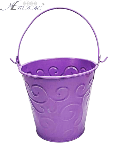 Ведерко Декоративное металл  9,5 х 9,5см Диз № 1 завитки Фиолетовое  15978